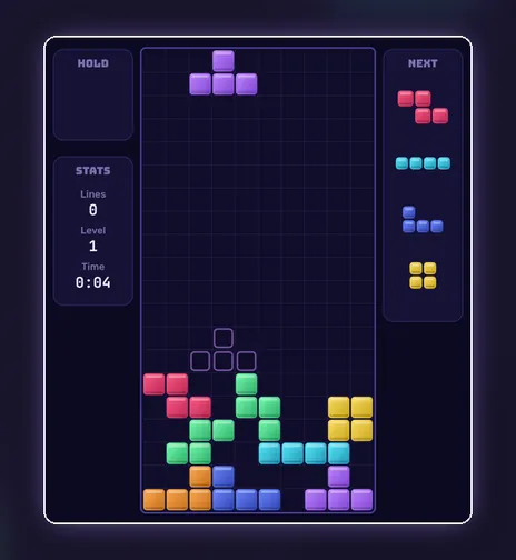 Block Drop game screen on PlayNovarc
