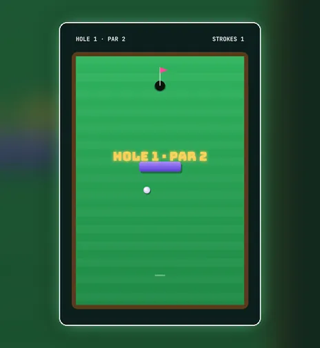 Mini Golf game screen on PlayNovarc