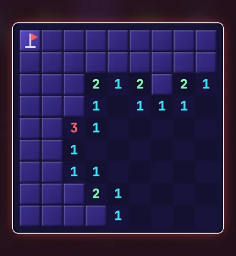 Minesweeper game screen on PlayNovarc