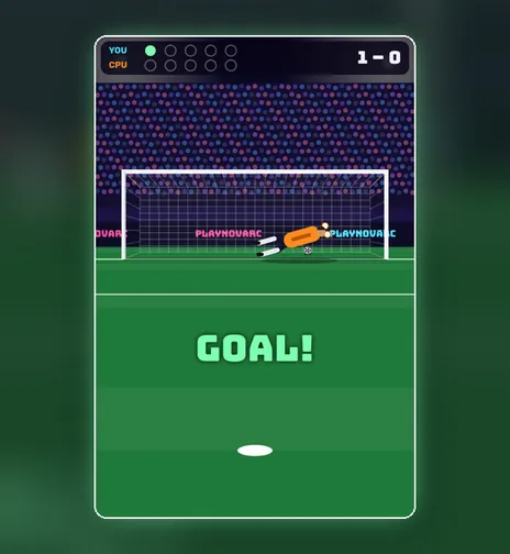 Penalty Kicks game screen on PlayNovarc
