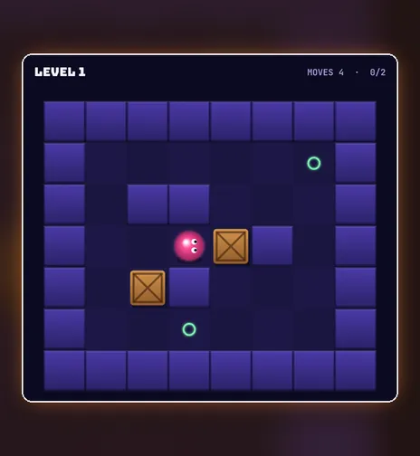 Crate Pusher game screen on PlayNovarc